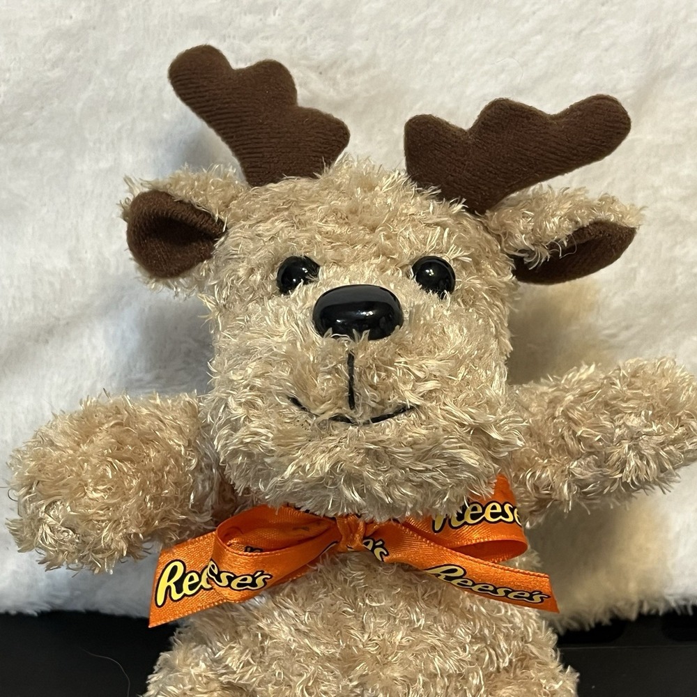 Reese's Candy Bar Galerie Moose Reindeer Mini Plush Toy Stuffed Animal Ribbon